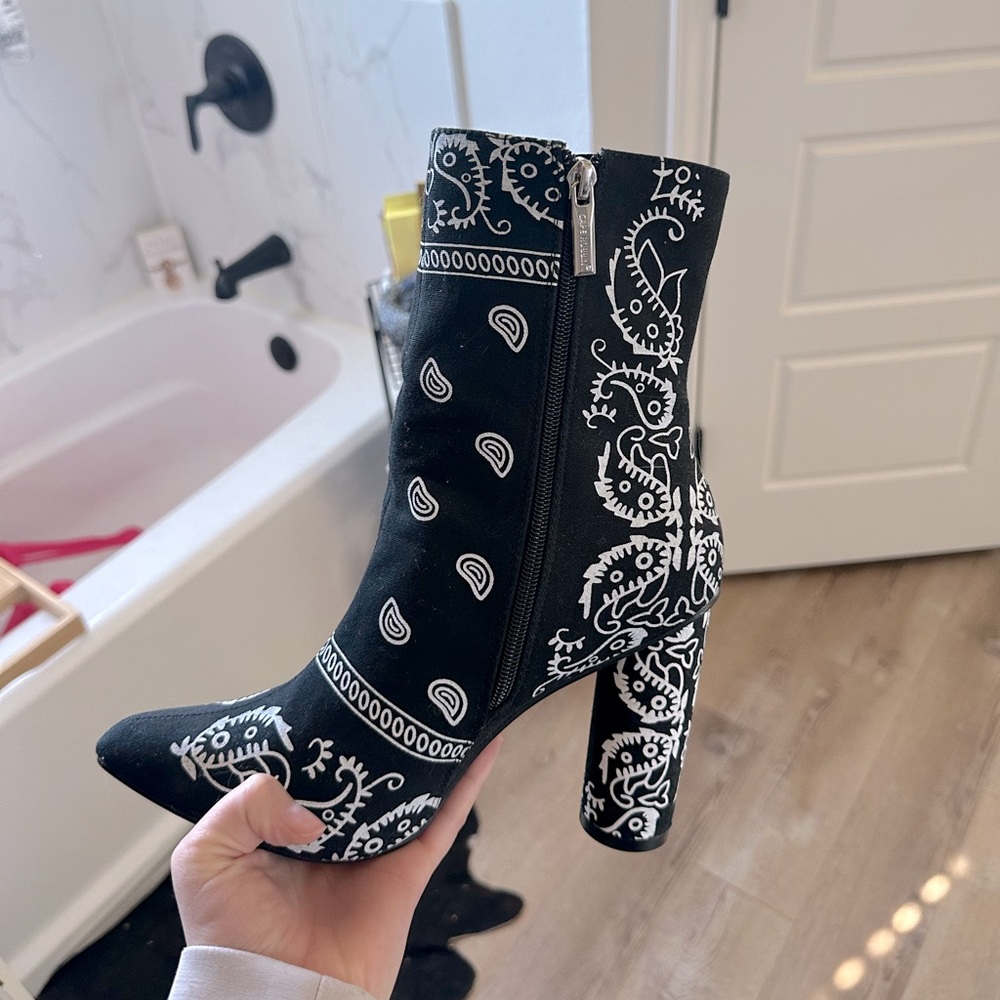 Bandana print cowgirl booties/heels